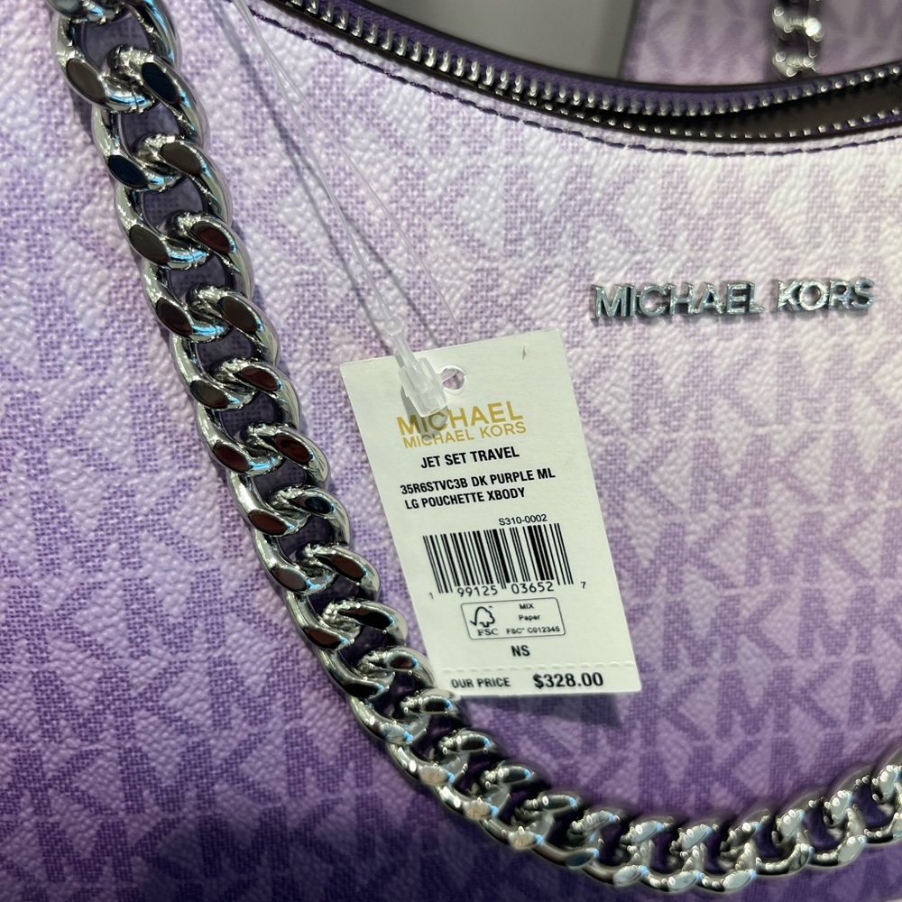 Michael Kors Large Purple Ombre Pouchette Crossbody - Picture 6 of 6